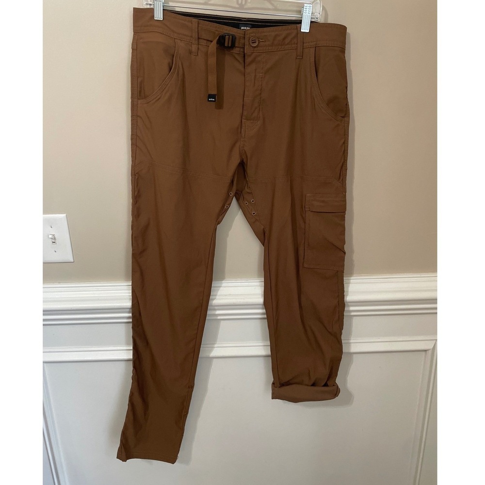 Prana Zion Slim Fit II Brown Recycled Nylon Stretch Hiking Pants Size 34x34
